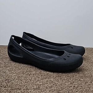 Crocs Mary Janes Black Slipon Flats Sz 7 Women's